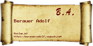 Berauer Adolf névjegykártya